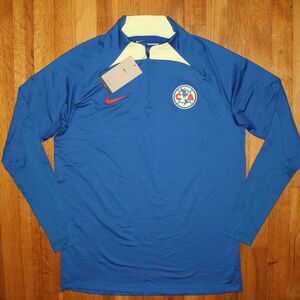 Nike Club America Strike Drill Top 1/4 Zip Soccer Mens L Blue Slim Fit
